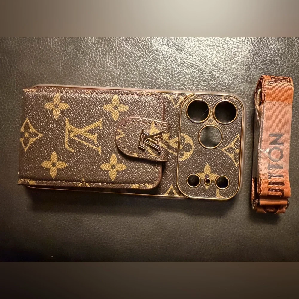 ☎️☎️☎️BOGOHO ☎️☎️☎️Luxury Brown IPhone 17 Pro Max Phone Wallet Case